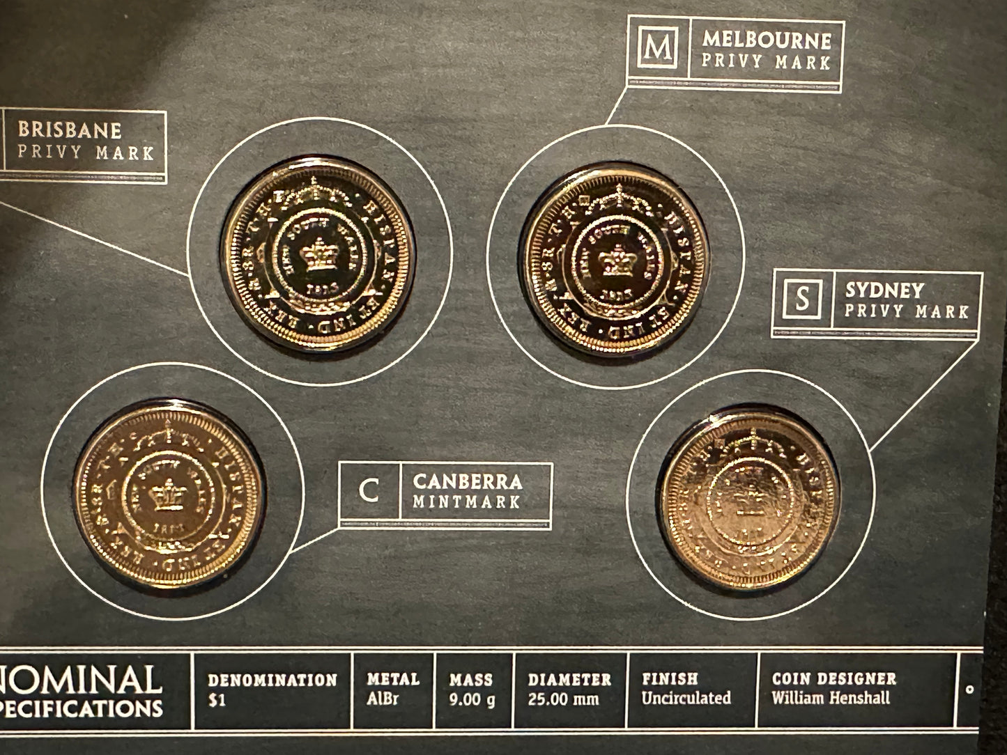 2013 Bicentenary of the Holey Dollar and Dump C,S,B,M One Dollar ($1) Uncirculated Australian Decimal Four Coin Set