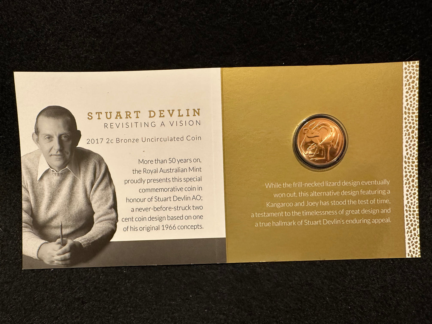 2017 Stuart Devlin Revisiting a Vision Two 2 cent Uncirculated Coin on card