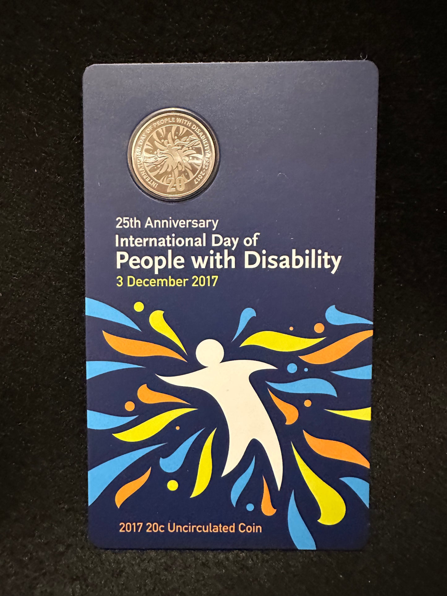 2017 25th Anniversary International Day of People with Disability Twenty 20 cent Uncirculated Coin on card