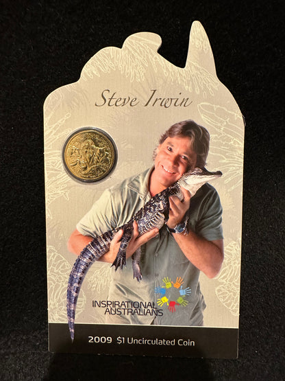 2009 Inspirational Australians - Steve Irwin Al/Bronze $1 Dollar UNC coin on card