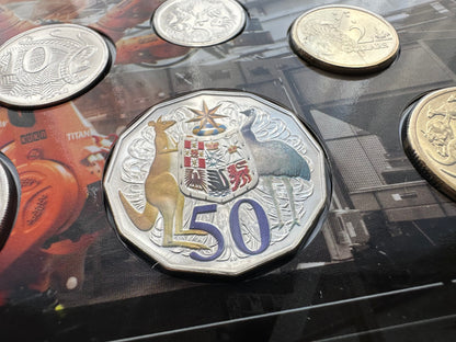 2012 Royal Australian Mint Six Coin Unc Set - Hyper-metallic Printed 50c