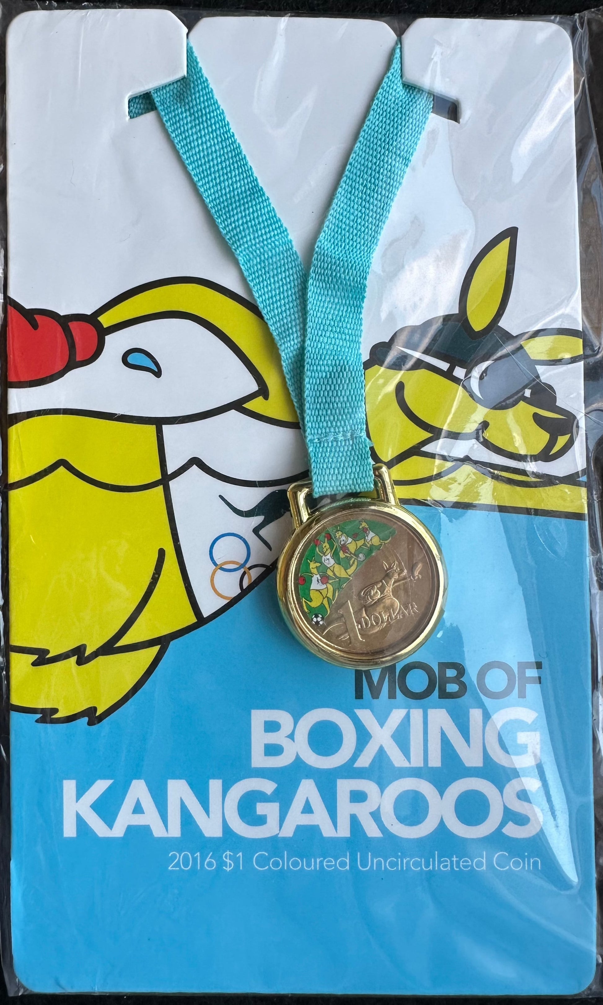 2016 1 Mob of Boxing Kangaroos Coloured Uncirculated Coin in Card T
