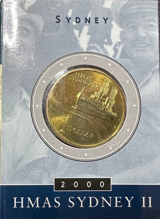 2000 $1 One Dollar HMAS Sydney II Sydney Mintmark carded coin
