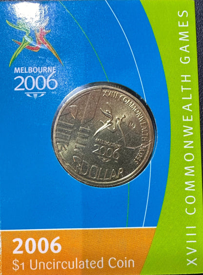 2006 UNC $1 Commonwealth Games coin 'M' mintmark in card