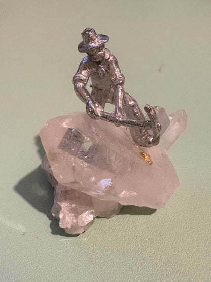 Pewter Gold Prospector with "Pocket Treasure Gold Nugget"