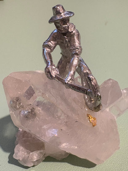 Pewter Gold Prospector with "Pocket Treasure Gold Nugget"