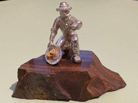 Pewter Gold Prospector with "Pocket Treasure Gold Nugget"