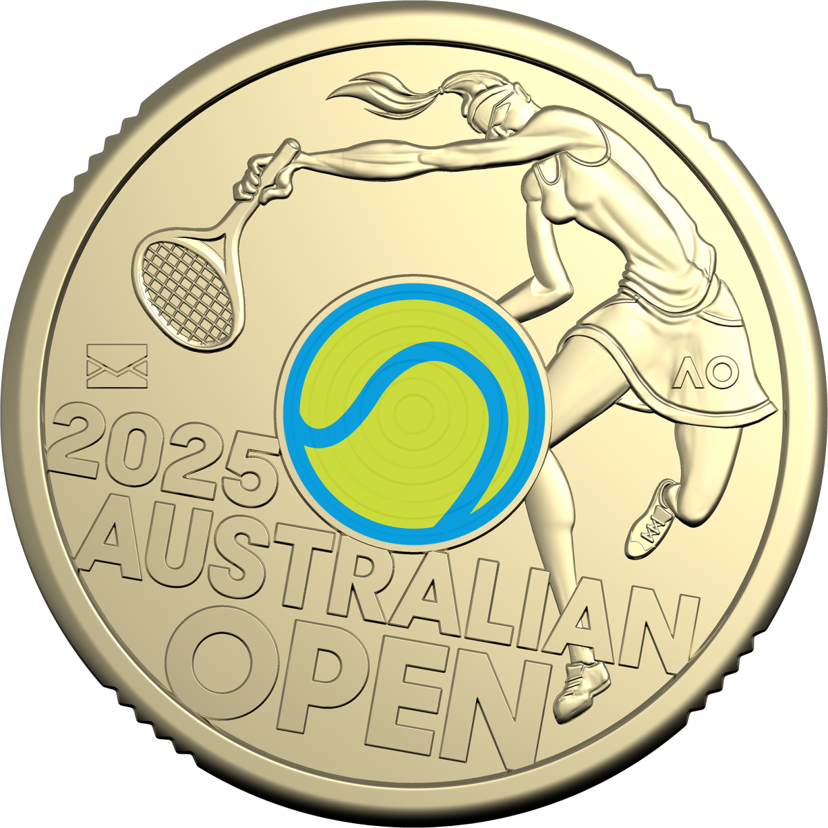 2025 Women’s Australian Open $2 Privy Mark Coin in Folder - SPECIAL YELLOW COLOUR