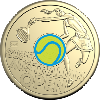 2025 Women’s Australian Open $2 Privy Mark Coin in Folder - SPECIAL YELLOW COLOUR