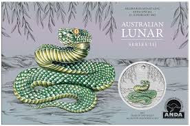 2025 ANDA Melbourne Money Expo - Year Of The Snake 1oz Silver Coloured Coin In Card