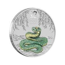 2025 ANDA Melbourne Money Expo - Year Of The Snake 1oz Silver Coloured Coin In Card