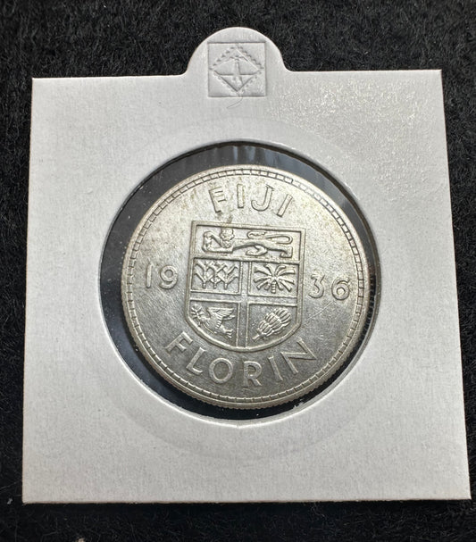 1936 Fiji Florin - KM# 5 - .50 Silver