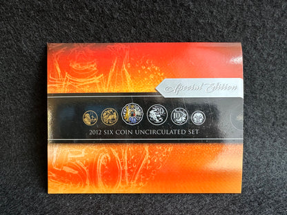 2012 Royal Australian Mint Six Coin Unc Set - Hyper-metallic Printed 50c
