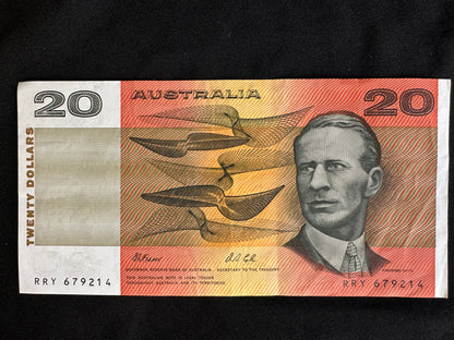 1991 Circulated Australian $20 Paper note - General Prefix Fraser/Cole