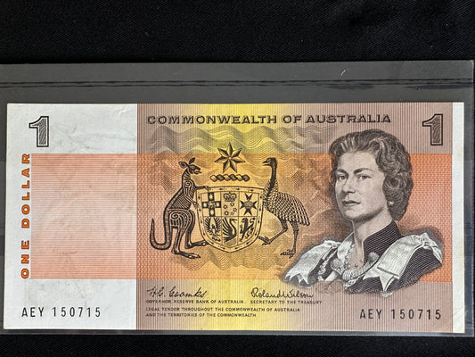 1966 $1 Uncirculated Commonwealth of Australia Paper note - General Prefix - Coombs/Wilson
