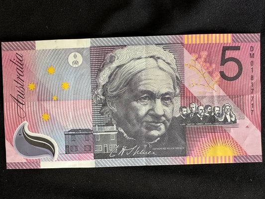 2001 Circulated Australian Centenary of Federation $5 Polymer note - General Prefix Macfarlane/Evans