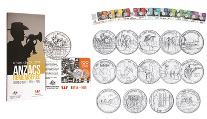 2015 ANZACS Remembered 14 coin set (no poppy)