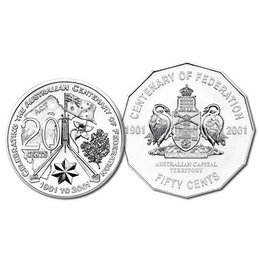 2001 Centenary of Federation ACT AUSTRALIAN CAPITAL TERRITORY - 20 cent or 50 cent coins- CIRCULATED