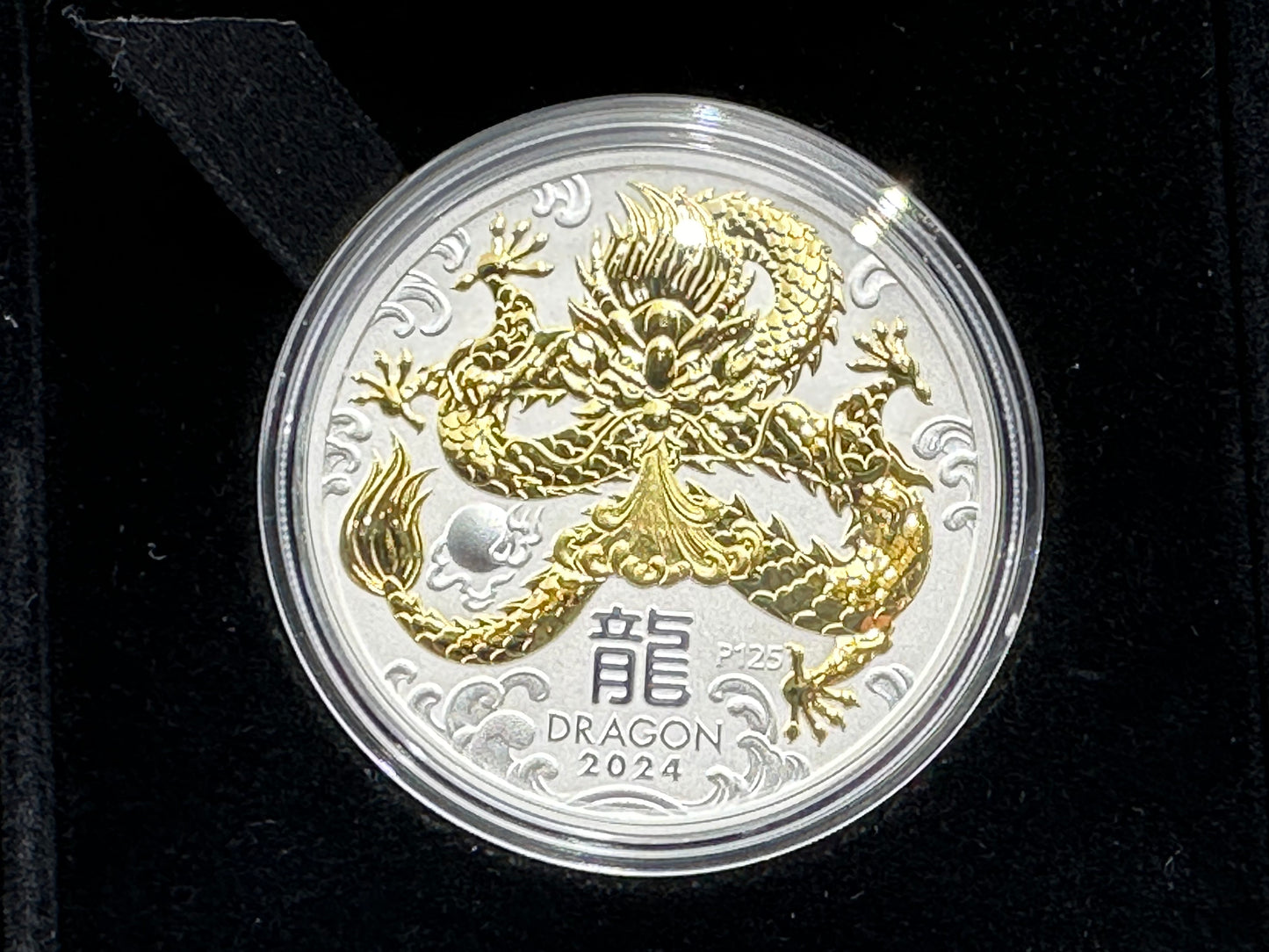 2024 Year Of The Dragon 1oz Silver Gilded Coi