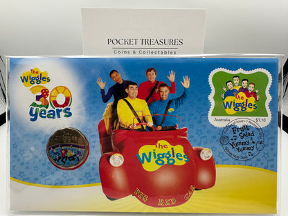 2021 30 Years of the Wiggles Scalloped 30c PNC - BIG RED CAR