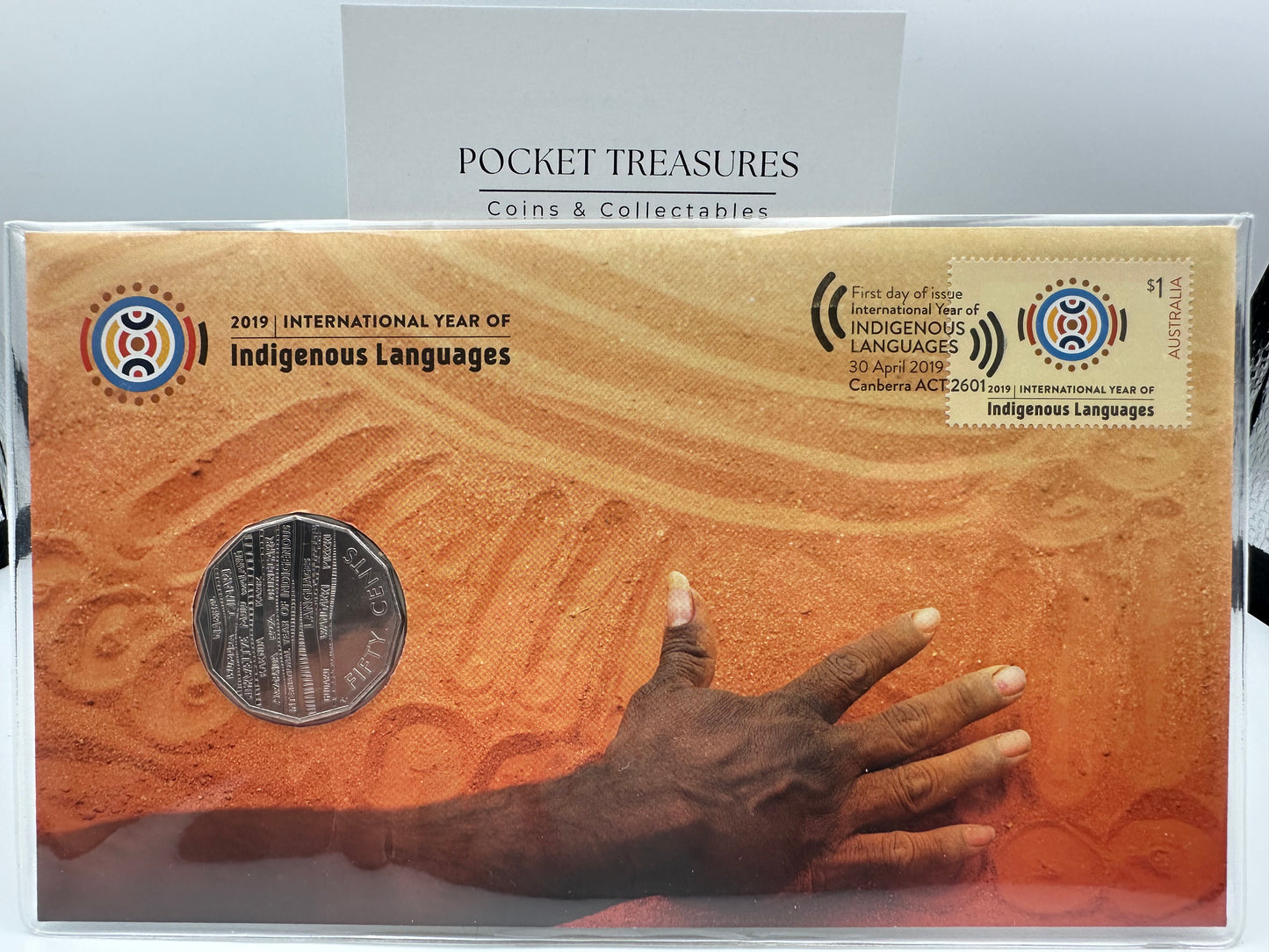 2019 50c International Year of Indigenous Languages Coin & Stamp; Stamp Cover PNC