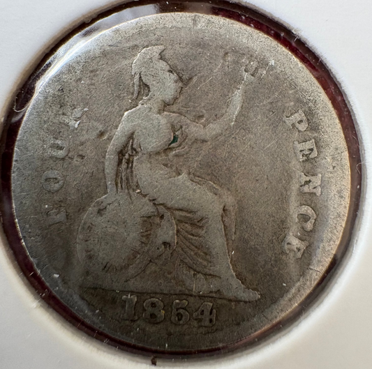 1854 Britain Fourpence - .925 Silver KM# 731.1