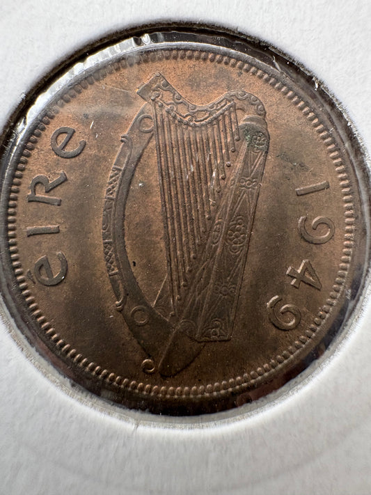 1949 Farthing - Ireland Saorstat Eireann 1/4 D Feoirling - 1/4 Phingin KM# 9