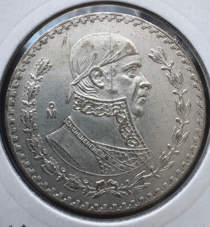 1966 Mexico 1 Peso Estados Unidos Mexicanos  .10 Silver KM# 459