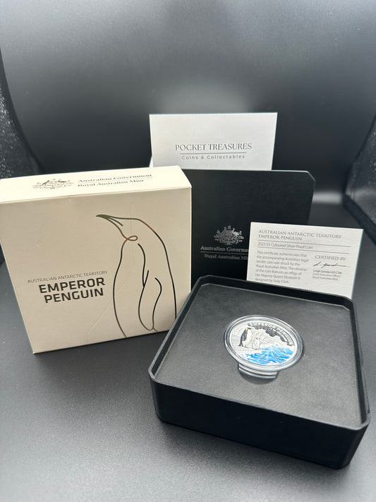 2023 $5 Australian Antarctic Territory - Emperor Penguin 1 oz Silver Proof Coin