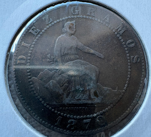 1870 Spain 10 Centimos KM# 663