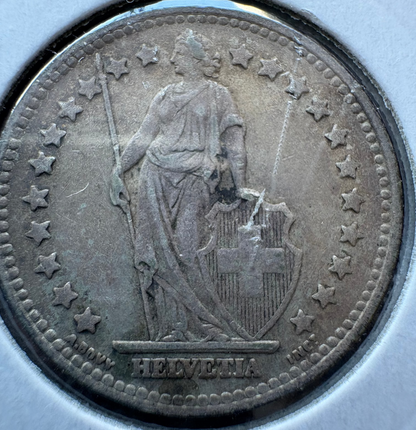 1944 Switzerland 1 Franc .500 Silver KM# 24