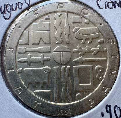 1969 Uruguay 1000 Pesos Crown .900 Silver KM# 55