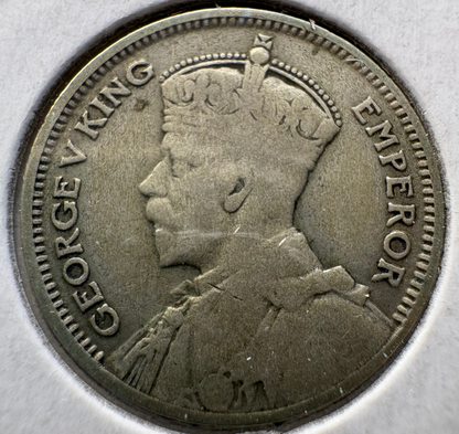 1934 New Zealand Sixpence .500 Silver KM# 2