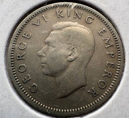 1947 New Zealand Sixpence KM# 8a