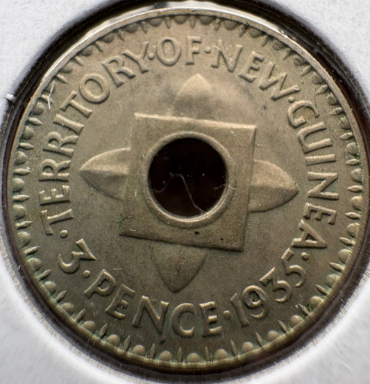 1935 New Guinea Threepence KM# 3