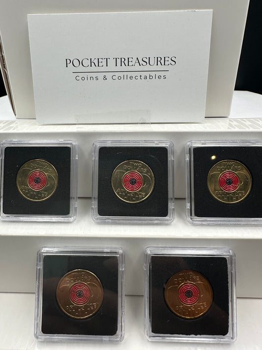 2018 $2 Remembrance Day Armistice Coloured Coin in Quadrum holder