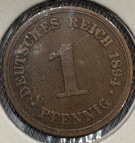 1894a Germany Empire 1 Pfennig KM# 10