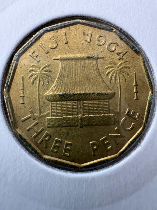 1964 Fiji Threepence KM# 22