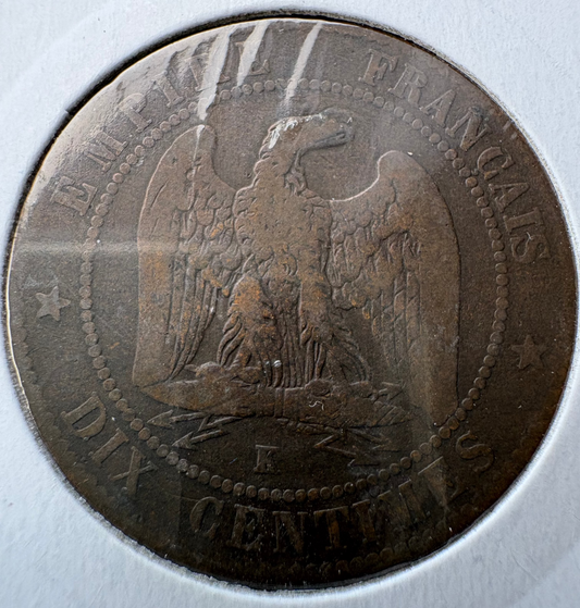 1859 France 10 Centimes Napoleon III km# 771.7