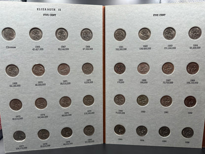 1966 to 1996 Australian 5 and 10 Cent Partial Coin Collection in Dansco Album