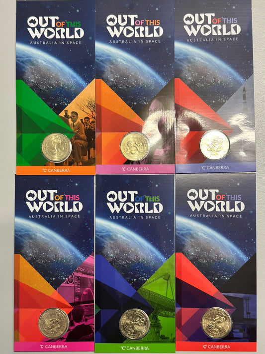 2024 Out Of This World Set of 6 - $1 Coin Cards with Canberra C Counterstamp