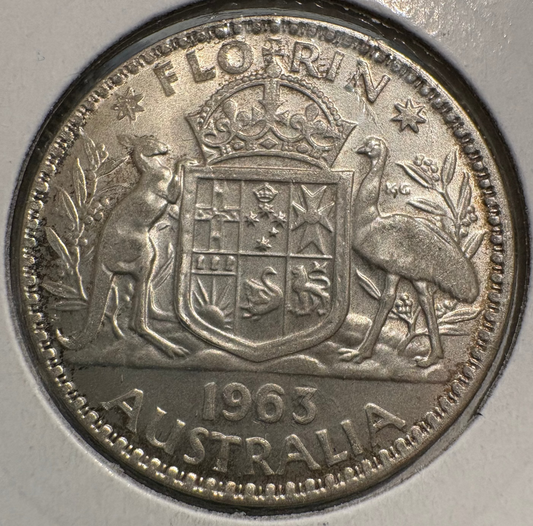 1963 Australian Florin .500 Silver KM# 60