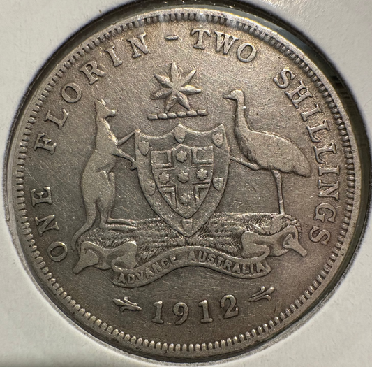 1912 Australian Florin .925 Silver KM# 27