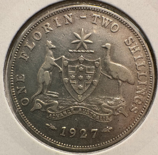 1927 Australian COA Florin .925 Silver KM# 27