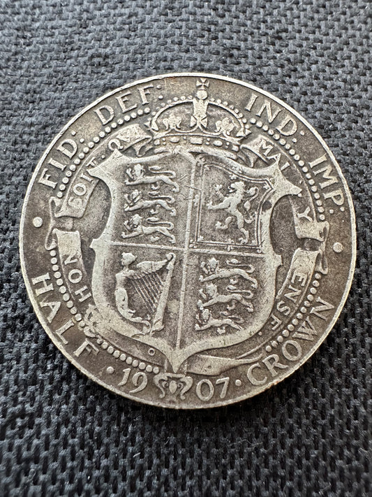 1907 Great Britain UK Silver Half Crown Edward VII Coin