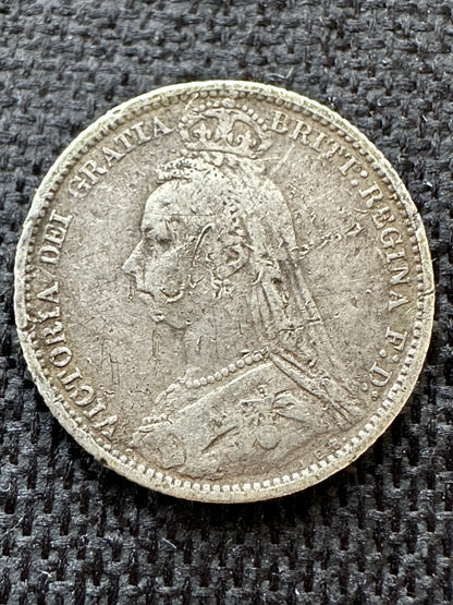 1888 Great Britain UK Victoria Jubilee Sixpence - .925 silver