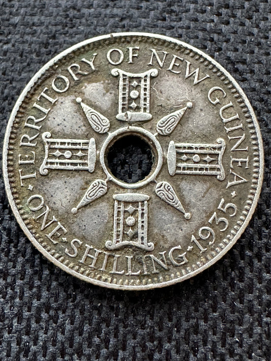 1935 One Shilling Silver Papua of New Guinea Territory of New Guinea