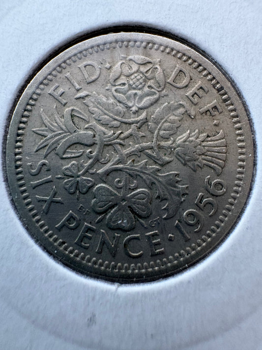 1956 Great Britain Sixpence KM# 903