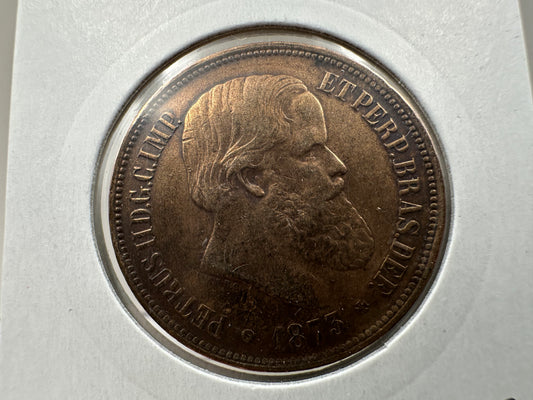 1873 Brazil Bronze 40 Reis Petras II