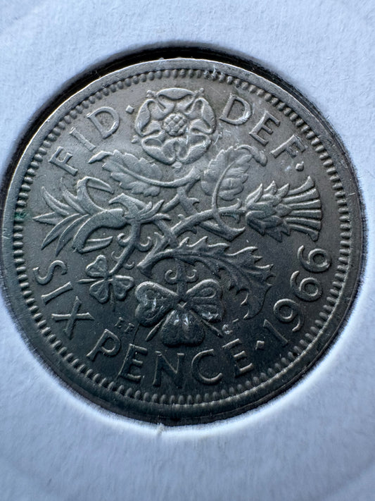 1966 Great Britain Sixpence KM# 903